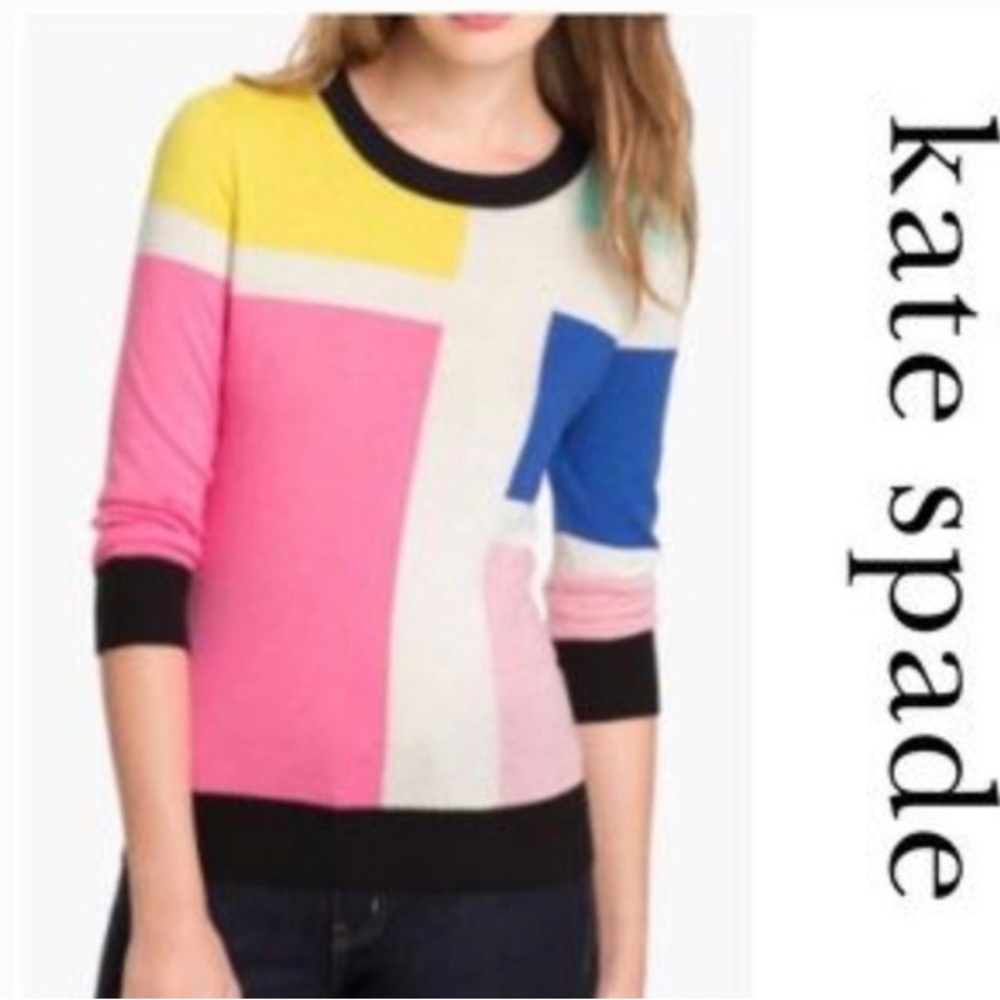Kate Spade Rylee Colorblock Silk Cashmere Blend Sweater - Picture 5 of 5